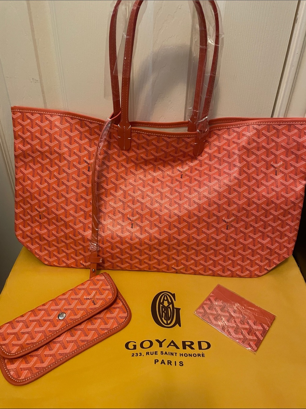 Fashion  Orange Chevron  Tote with Matching Pouch and Card Holder,dust bag .